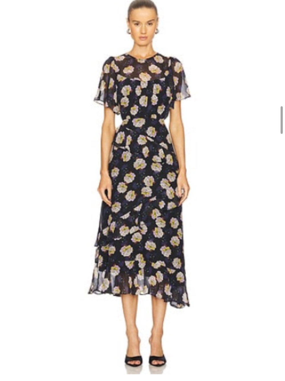 Astr Navy Floral Maxi Dress with Yellow & Cream Blooms